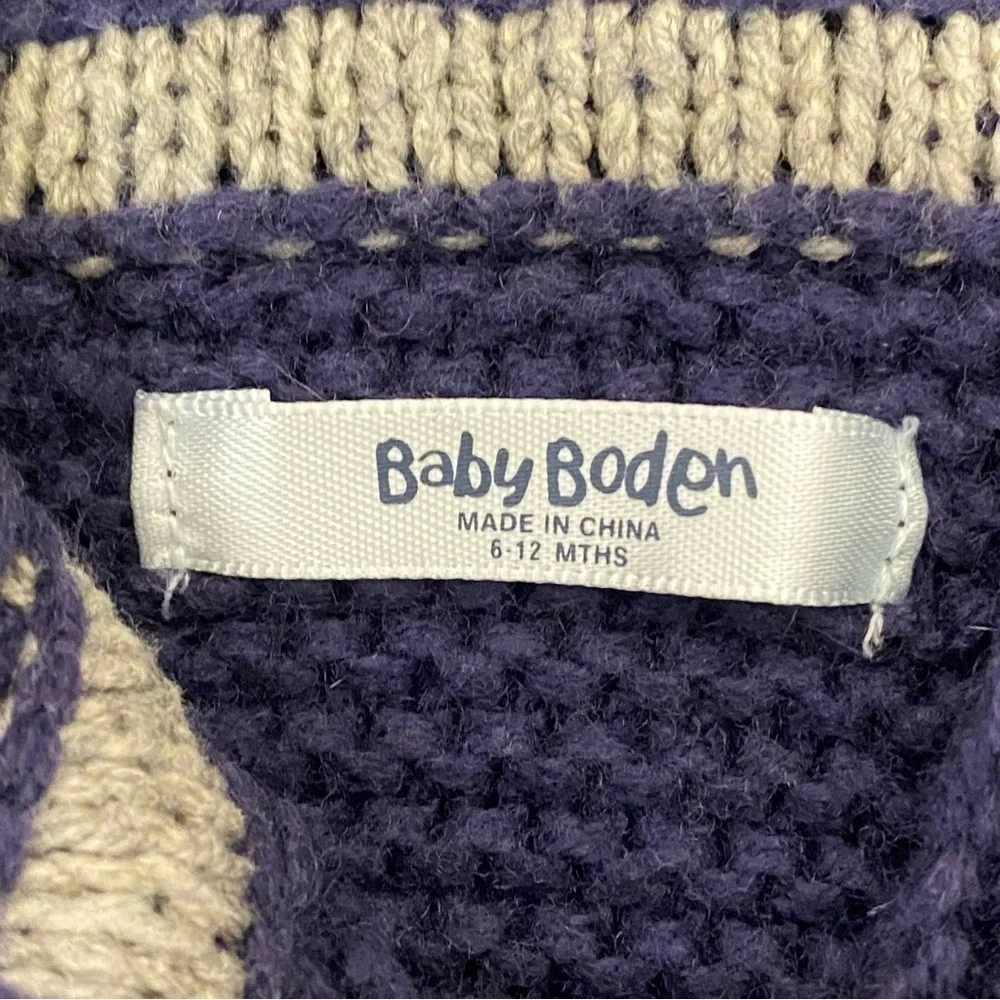 Baby Boden Unisex Blue Wool Cashmere Blend Chunky Knit Hooded Ears Cardigan